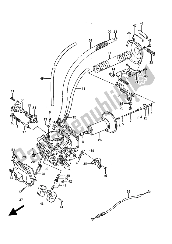 Alle onderdelen voor de Carburateur (voorzijde) van de Suzuki VS 1400 Glpf Intruder 1993