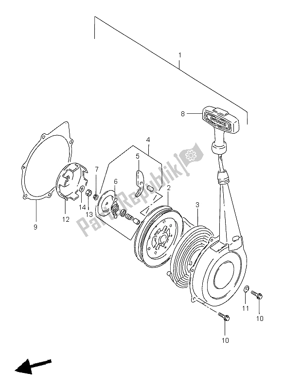 Todas as partes de Arranque De Recuo do Suzuki LT F 250 Quadrunner 2000