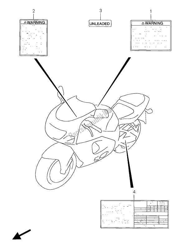 All parts for the Label of the Suzuki GSX R 750 1998