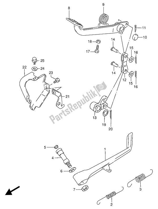 All parts for the Prop Stand & Rear Brake of the Suzuki VS 800 GL Intruder 1992