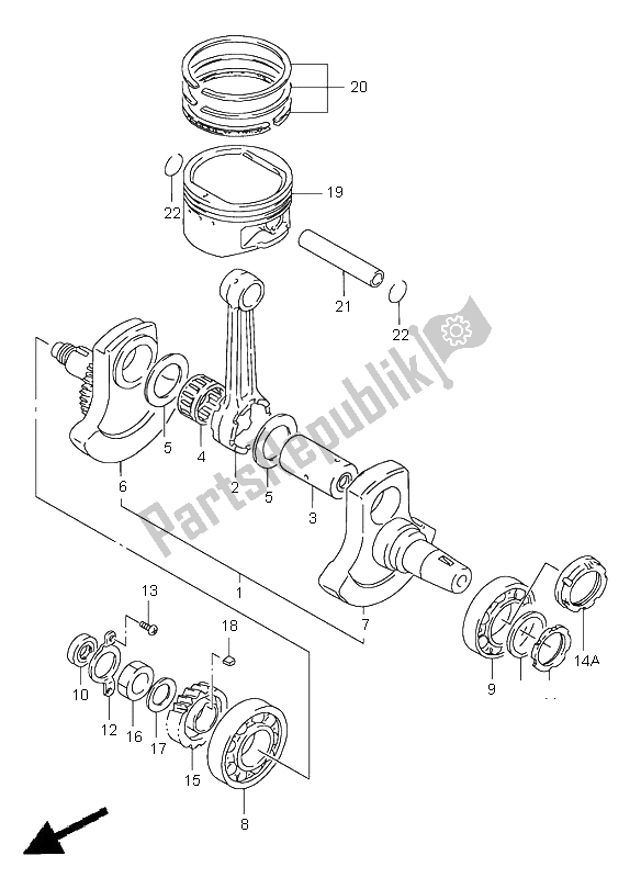 All parts for the Crankshaft of the Suzuki DR 650 SE 1998