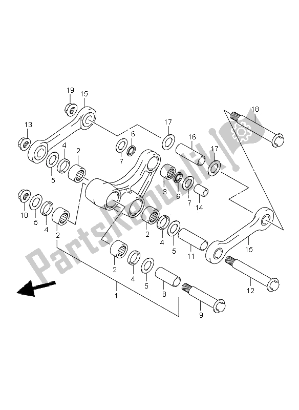 Tutte le parti per il Leva Del Cuscino Posteriore del Suzuki DR Z 400S 2000