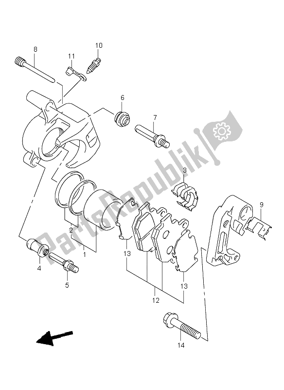 Tutte le parti per il Pinza Anteriore del Suzuki VL 125 Intruder 2002