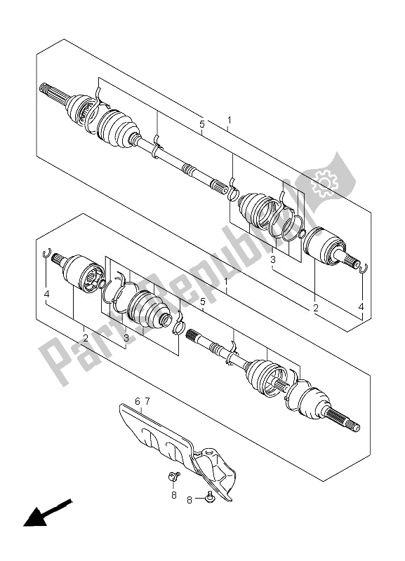 Toutes les pièces pour le Arbre D'entraînement Avant du Suzuki LT A 450 XZ Kingquad 4X4 2010