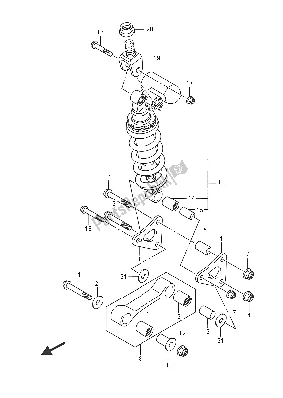 All parts for the Rear Cushion Lever of the Suzuki GSX R 750 2016