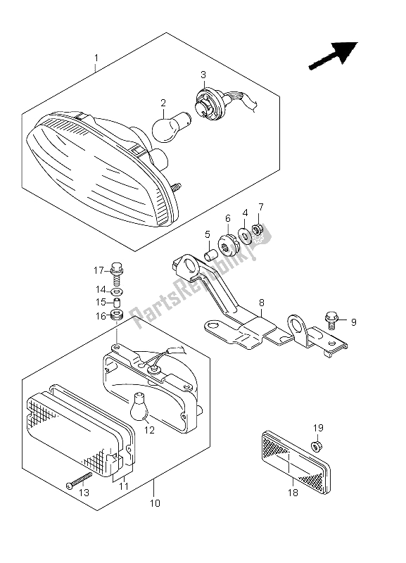 All parts for the Rear Combination Lamp (lt-a750xp P17) of the Suzuki LT A 750 XPZ Kingquad AXI 4X4 2012