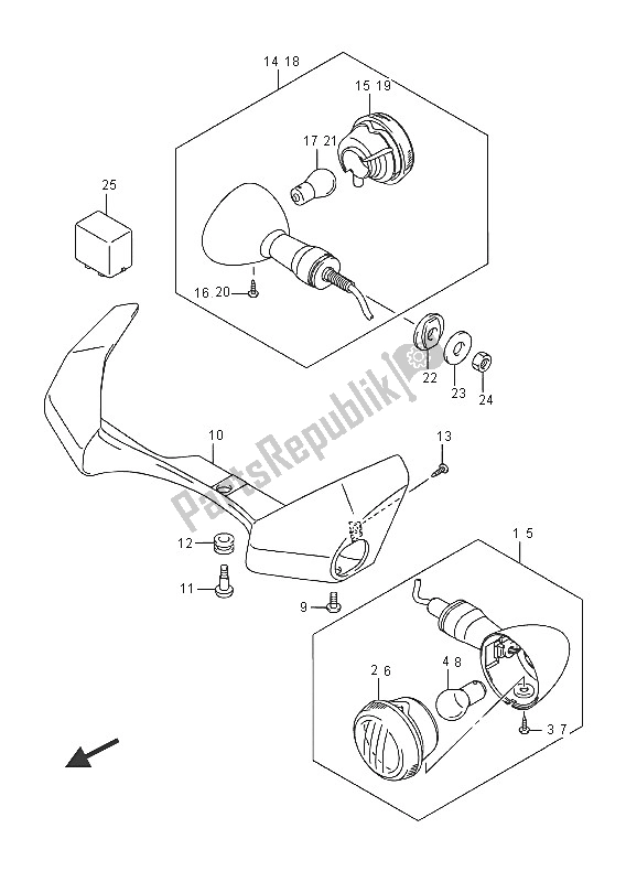 All parts for the Turnsignal Lamp (vzr1800 E19) of the Suzuki VZR 1800 BZ M Intruder 2016