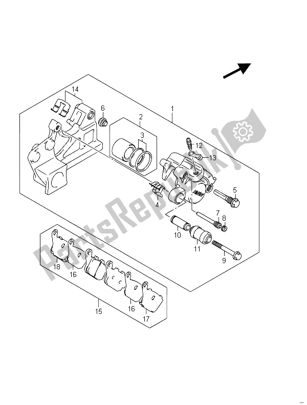 All parts for the Rear Caliper (gsf650ua) of the Suzuki GSF 650 Sasa Bandit 2011