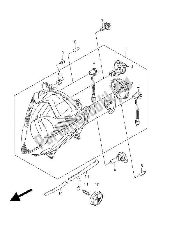 Toutes les pièces pour le Lampe Frontale (e24) du Suzuki GSX 1250 FA 2011