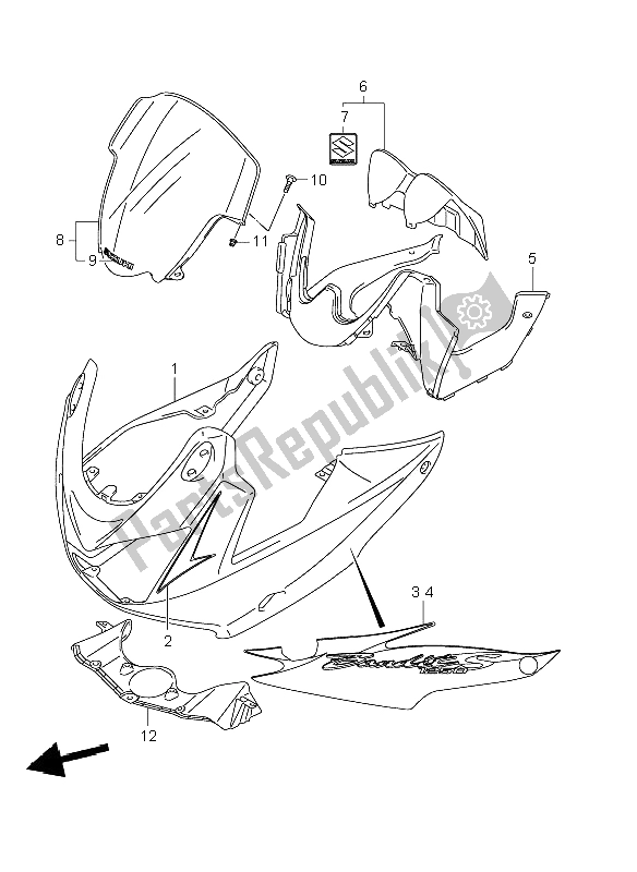 Tutte le parti per il Cowling (gsf1250saz) del Suzuki GSF 1250 Nassa Bandit 2009