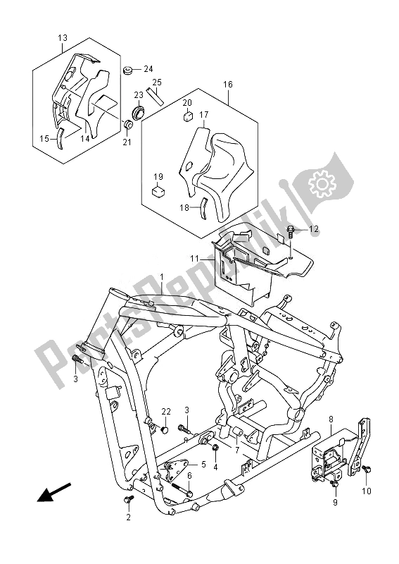 Tutte le parti per il Telaio (vl800b E02) del Suzuki VL 800B Intruder 2014