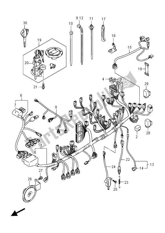 Alle onderdelen voor de Kabelboom (gsx-r750uf) van de Suzuki GSX R 750 2014