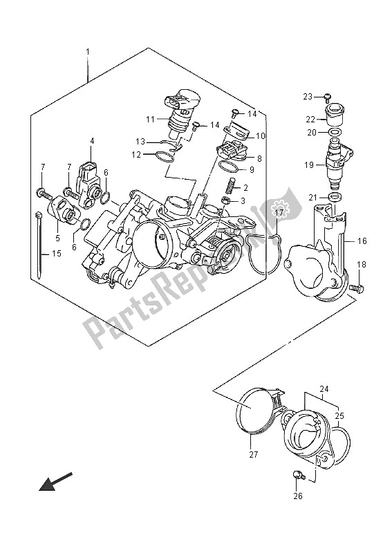 All parts for the Throttle Body of the Suzuki Burgman AN 400 ZZA 2016