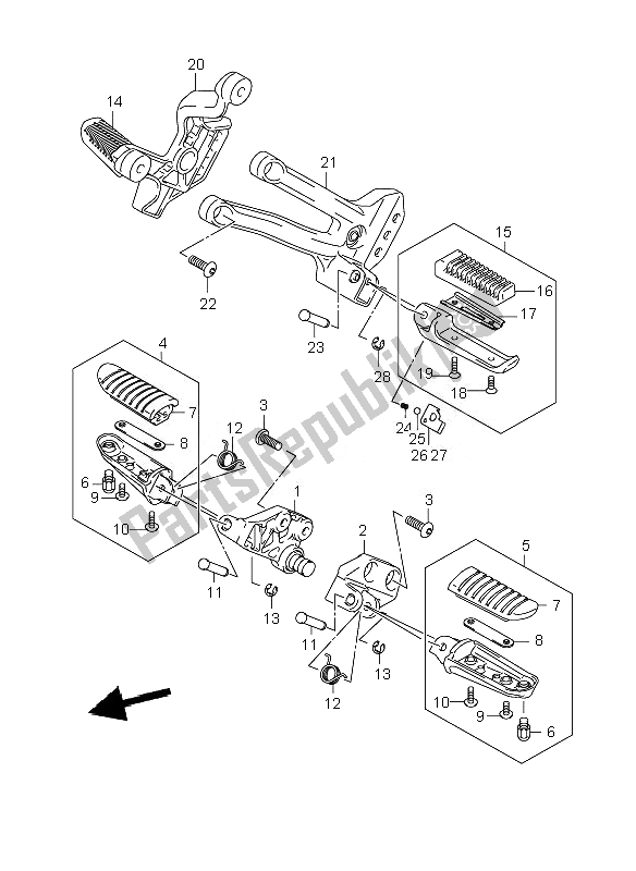 Todas las partes para Reposapiés de Suzuki DL 1000 V Strom 2010