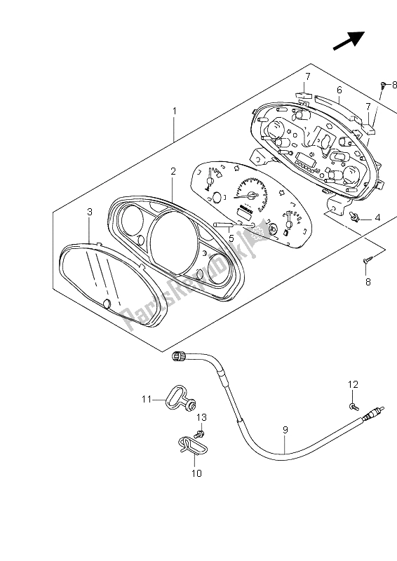 All parts for the Speedometer of the Suzuki UH 125 Burgman 2008