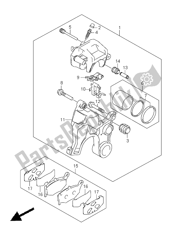 Toutes les pièces pour le étrier Arrière (gsx1300bka-au2) du Suzuki GSX 1300 BKA B King 2008