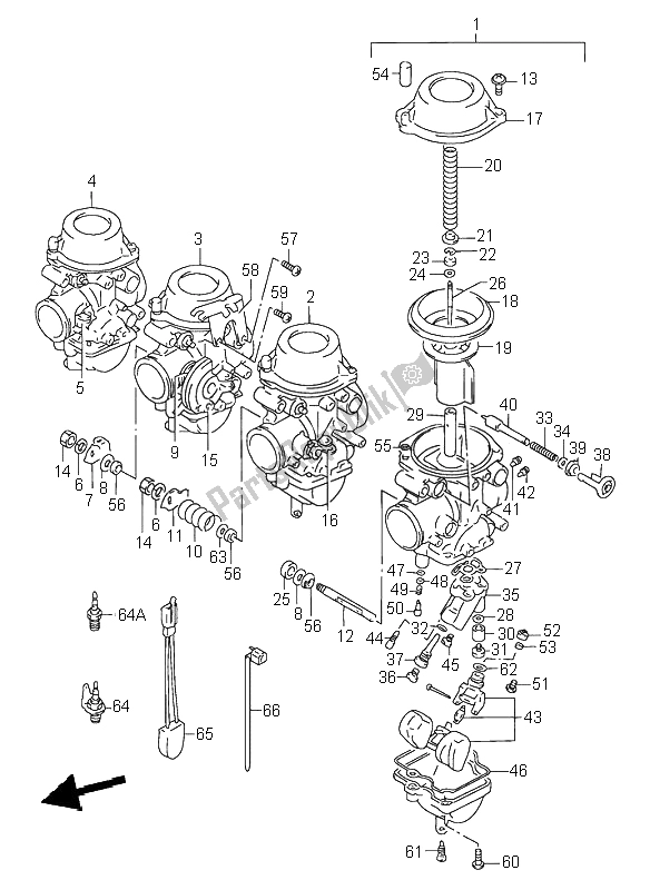 Alle onderdelen voor de Carburator van de Suzuki RF 900R 1995