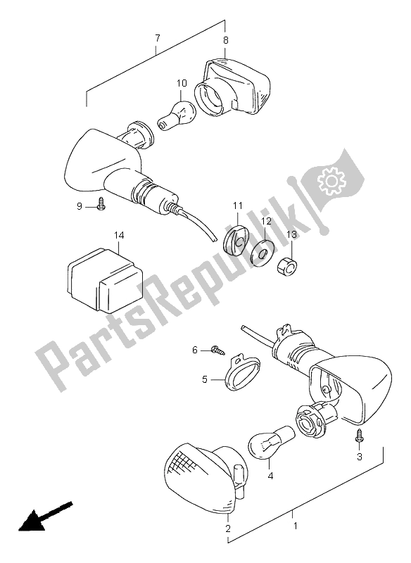 Wszystkie części do Kierunkowskaz Suzuki TL 1000S 2001