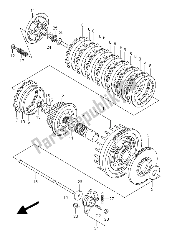 All parts for the Clutch of the Suzuki GSF 650 Nsnasa Bandit 2005