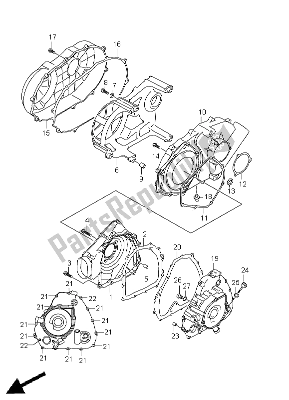 Wszystkie części do Pokrywa Skrzyni Korbowej Suzuki LT A 500 XPZ Kingquad AXI 4X4 2011