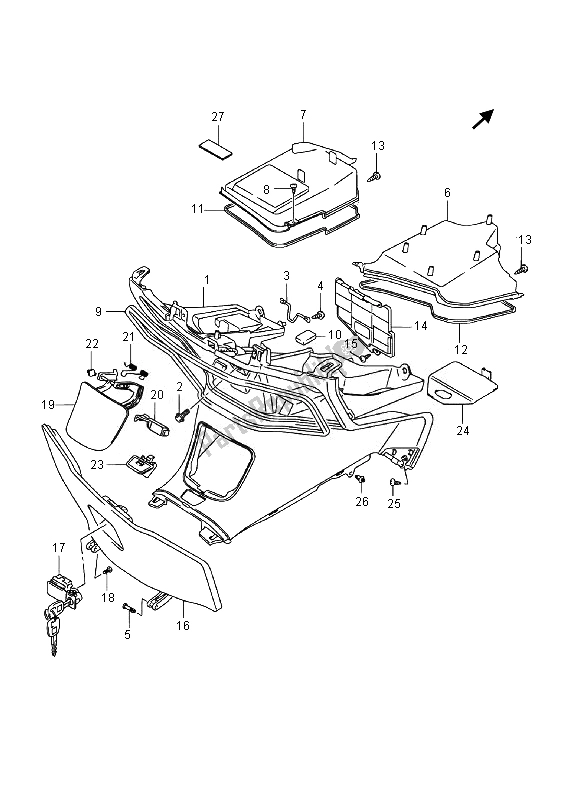 Todas las partes para Caja Frontal de Suzuki Burgman AN 400 AZA 2014