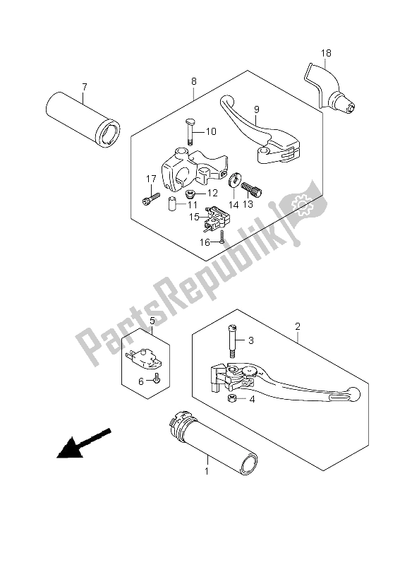 All parts for the Handle Lever of the Suzuki VZ 800Z Intruder 2009