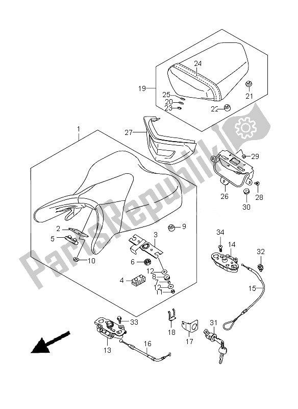 All parts for the Seat of the Suzuki GSX 1300 BKA B King 2010