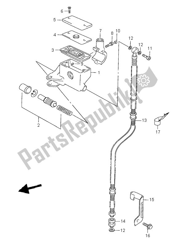 All parts for the Front Master Cylinder of the Suzuki VL 1500 Intruder LC 2000