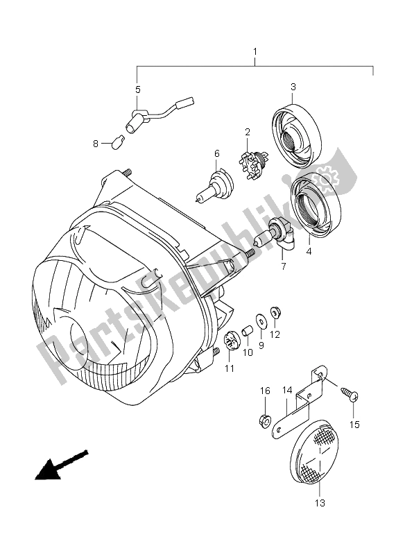 Todas as partes de Farol (e4-e17-e18-e22-e25-e34-e54-p9-p37) do Suzuki XF 650 Freewind 2001
