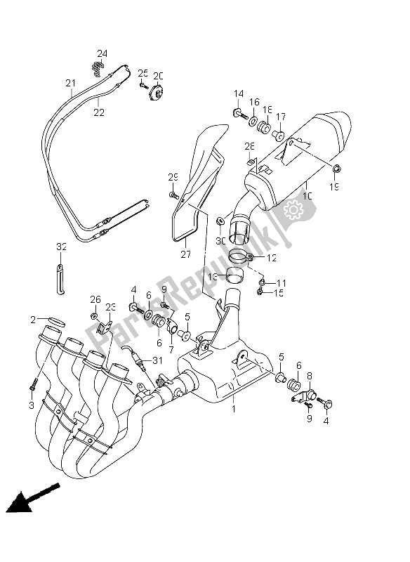 All parts for the Muffler of the Suzuki GSX R 600 2011