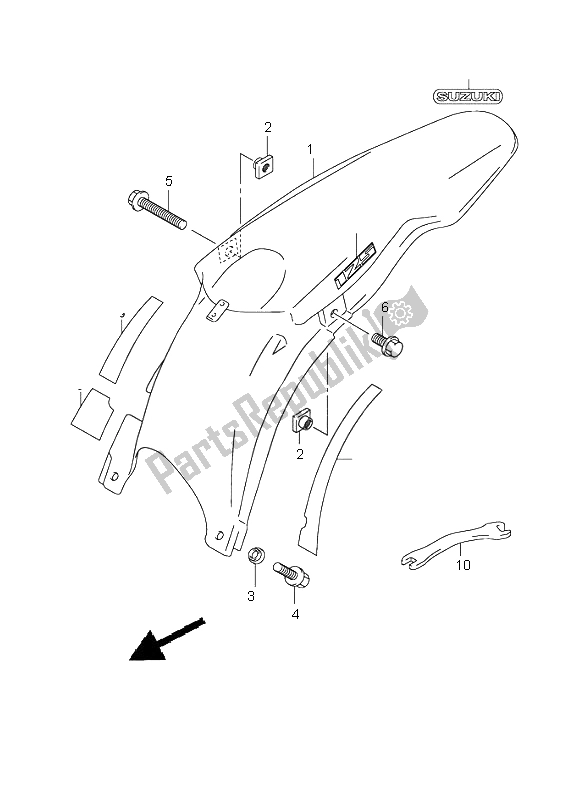 Toutes les pièces pour le Garde-boue Arrière du Suzuki RM 125 2001