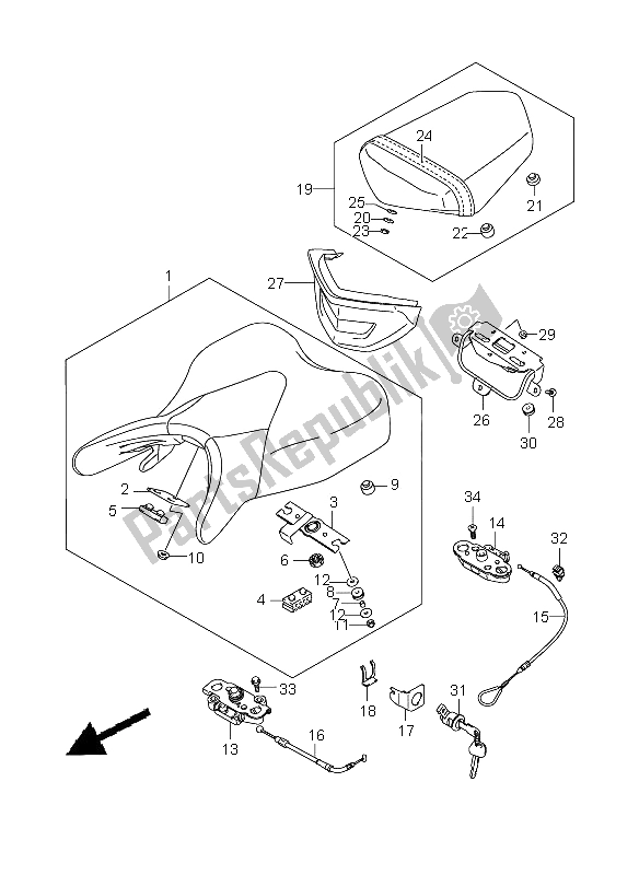 All parts for the Seat of the Suzuki GSX 1300 BKA B King 2009