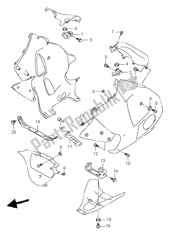 Tutte le parti per il Sotto Le Parti Dell'installazione Della Carenatura del Suzuki GSX 1300R Hayabusa 2001