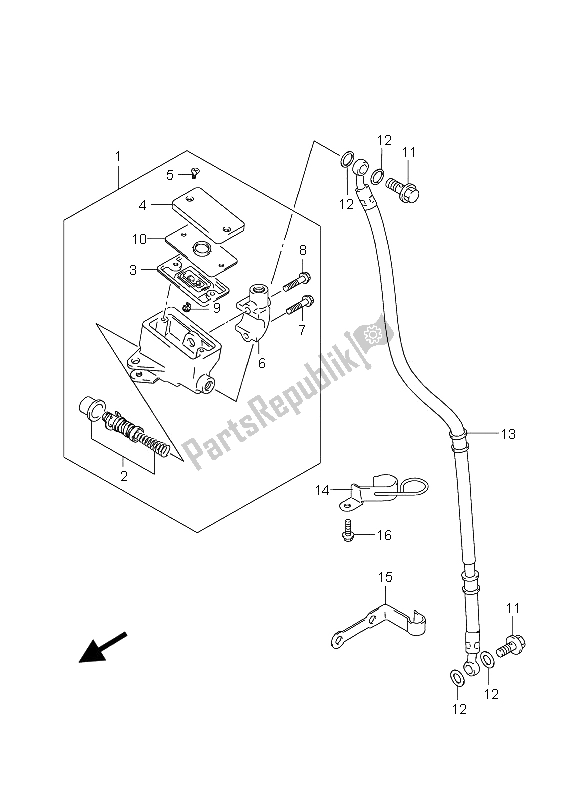 All parts for the Front Master Cylinder of the Suzuki GZ 125 Marauder 2006