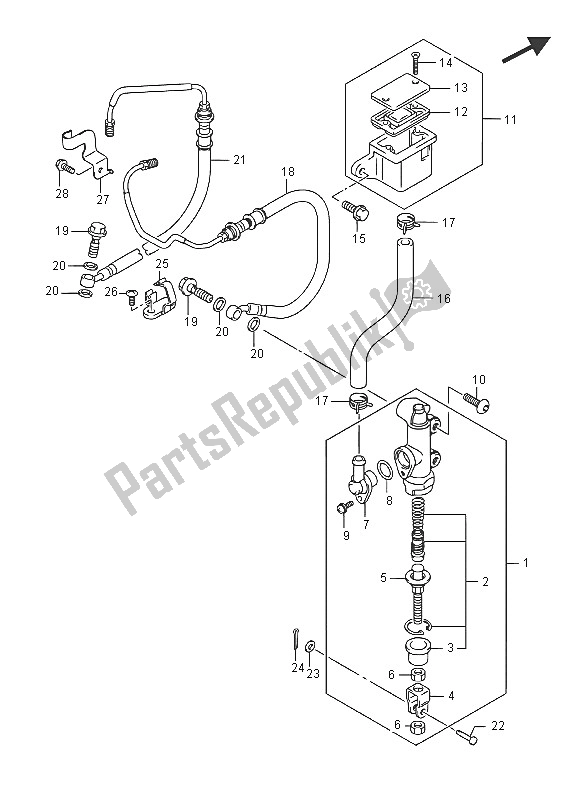 All parts for the Rear Master Cylinder of the Suzuki GSX 1250 FA 2016