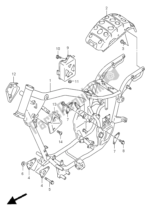 Todas as partes de Quadro, Armação do Suzuki VL 125 Intruder 2005