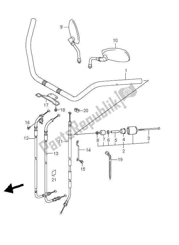 Tutte le parti per il Manubrio del Suzuki C 800 VL Intruder 2010