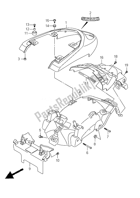 Tutte le parti per il Parafango Posteriore del Suzuki VZ 1500 Intruder 2010