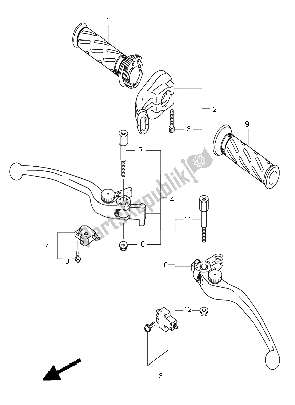 All parts for the Handle Lever of the Suzuki DL 1000 V Strom 2005