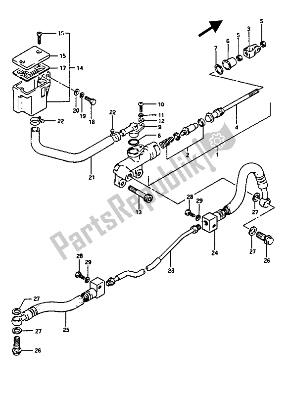 Toutes les pièces pour le Maître-cylindre Arrière du Suzuki GV 1400 Gdgc 1987