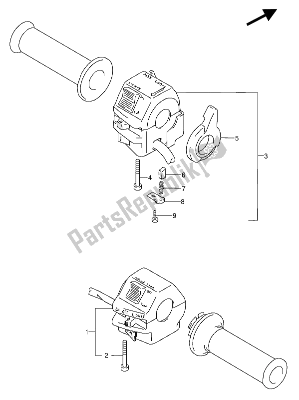 All parts for the Handle Switch of the Suzuki GS 500 EU 1991