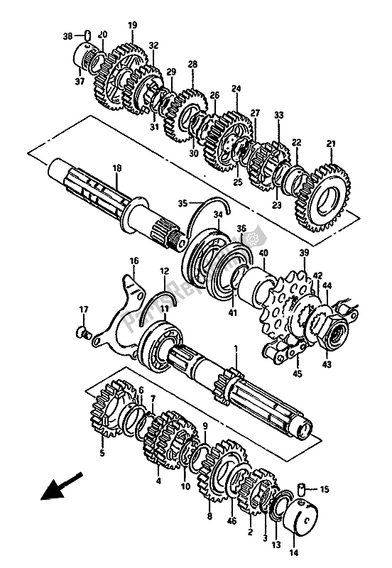 Tutte le parti per il Trasmissione del Suzuki GSX 550 Esfu 1986