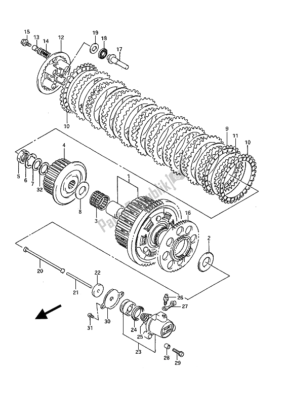 Tutte le parti per il Frizione del Suzuki GSX 1100F 1989