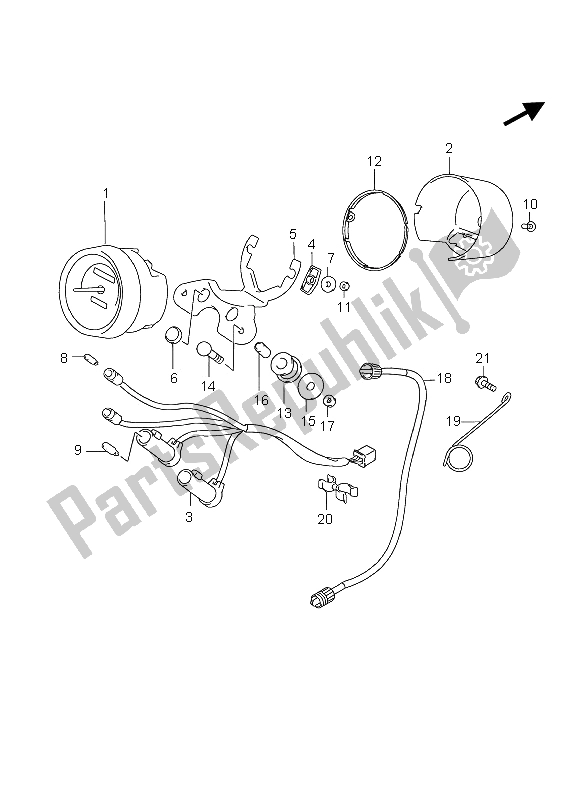 All parts for the Speedometer of the Suzuki GZ 250 Marauder 2005