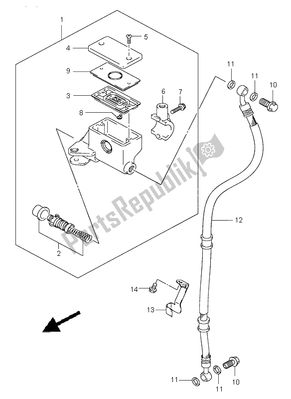 All parts for the Front Master Cylinder of the Suzuki VL 800Z Volusia 2005