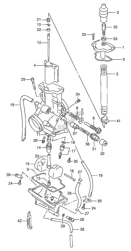 Toutes les pièces pour le Carburateur (e15-e18) du Suzuki RG 125 FU 1994