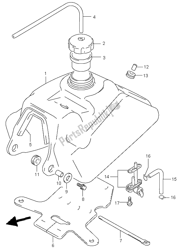 All parts for the Fuel Tank of the Suzuki LT F 160 Quadrunner 2004