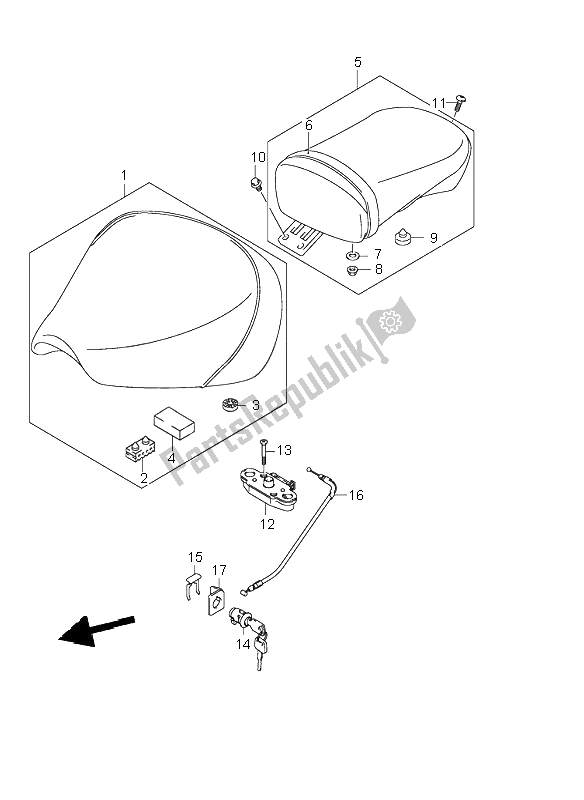 All parts for the Seat of the Suzuki VL 250 Intruder 2001