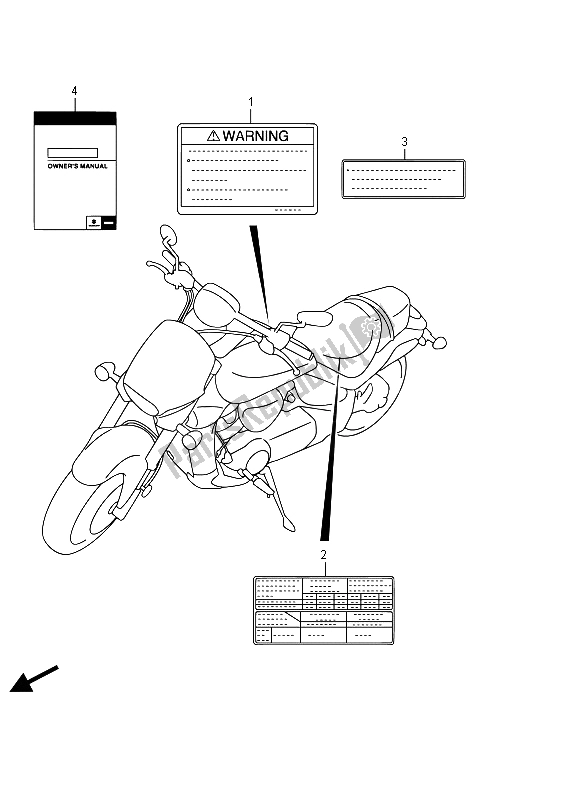 Todas las partes para Etiqueta (vzr1800 E02) de Suzuki VZR 1800 BZ M Intruder 2015