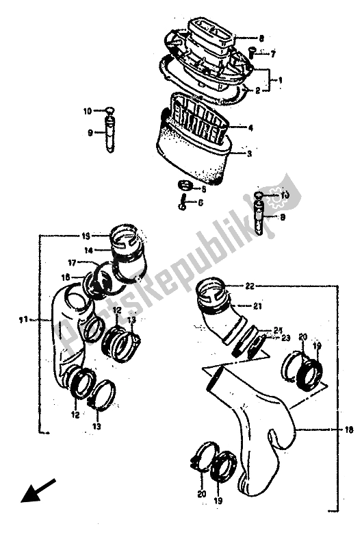 Todas las partes para Filtro De Aire de Suzuki RG 500 Gamma 1986